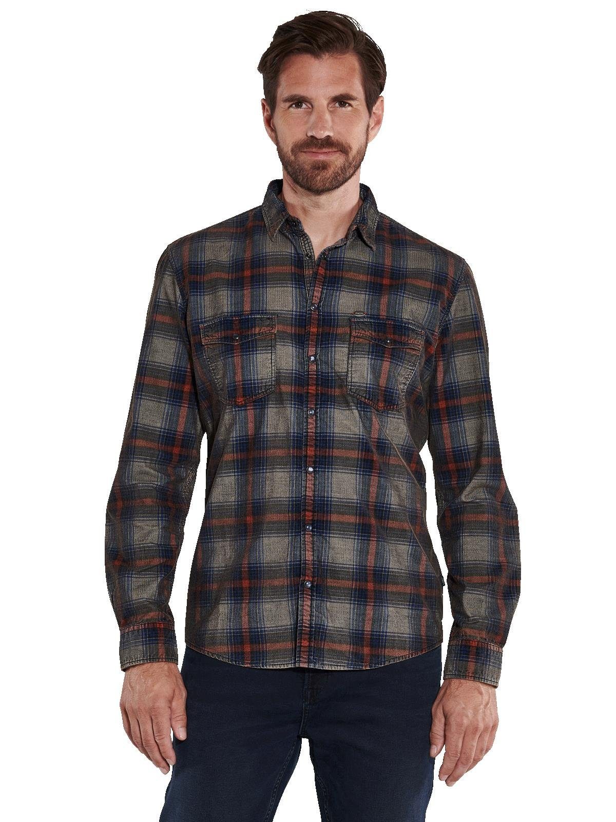 Langarmhemd engbers Herren Langarm-Hemd kariert, Hellbraun