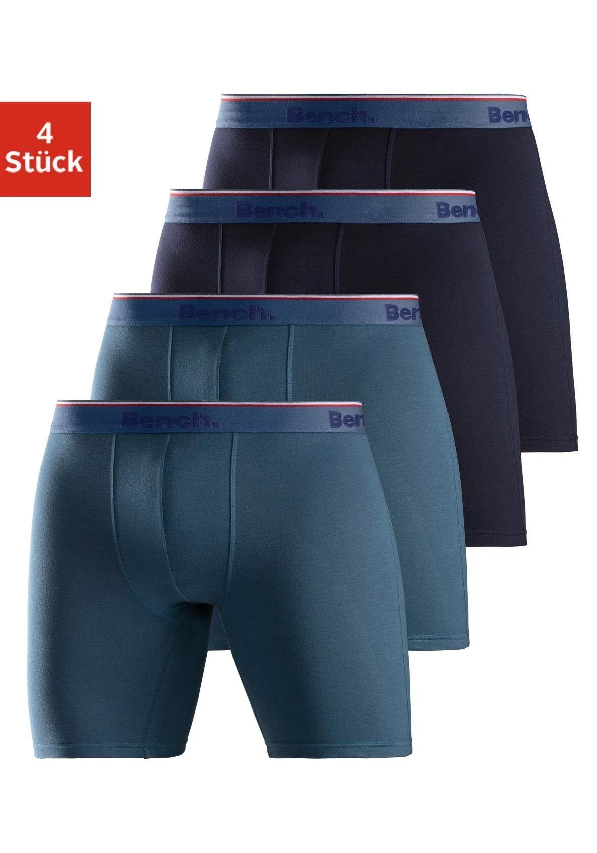 Bench. Langer Boxer (Packung, 4-St) Boxershorts mit langem Bein, schmalen Streifen und Logo im Bund