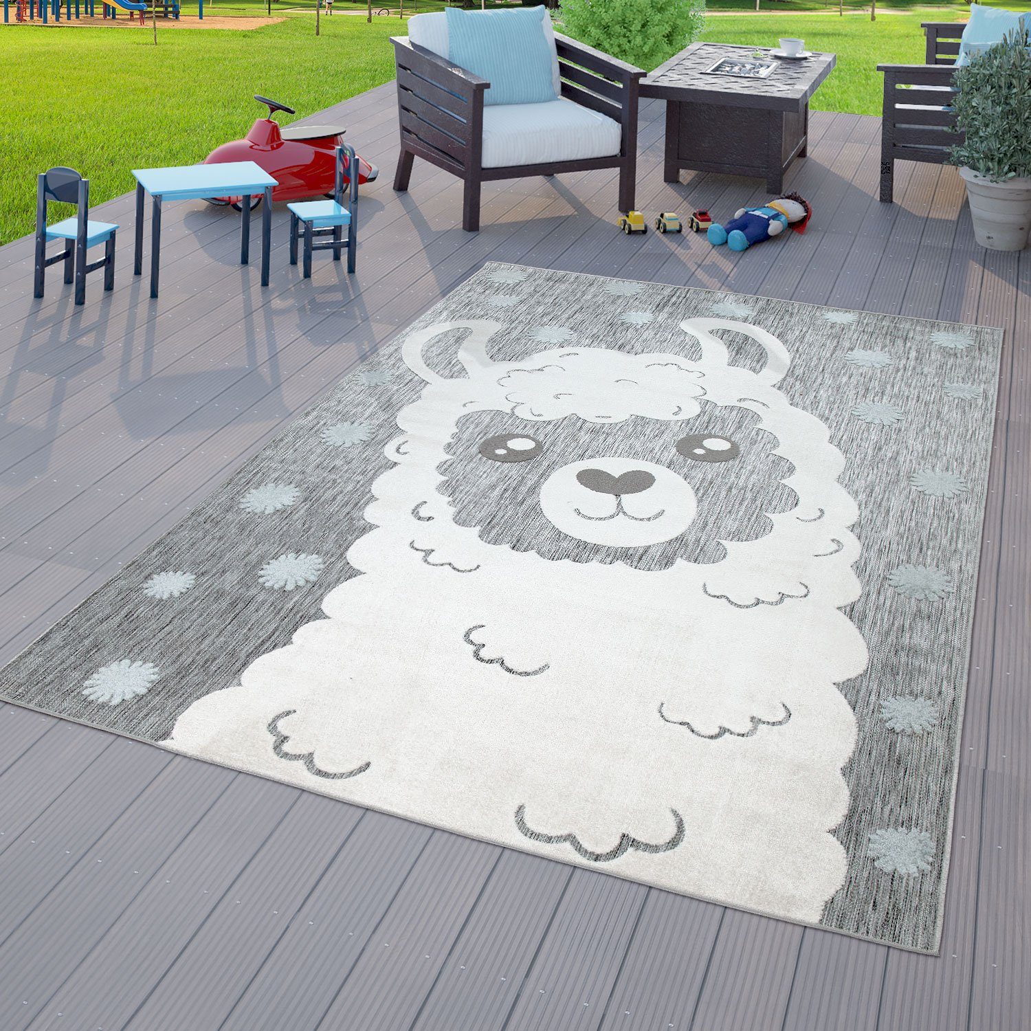 Teppich »Kinderzimmer Outdoor Teppich Kinder Junge Mädchen Spielteppich Lama  Design Grau«, TT Home online kaufen | OTTO