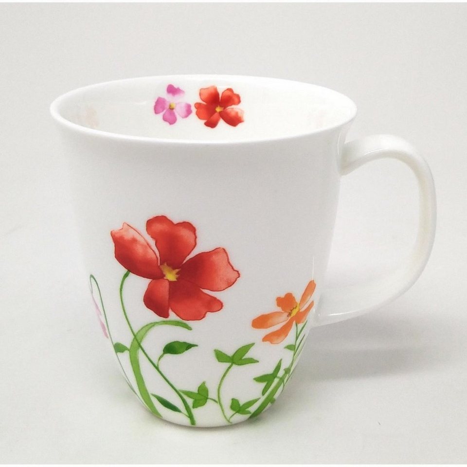 TeaLogic Becher Blumen, Porzellan, Weiß H:10cm D:9cm Porzellan