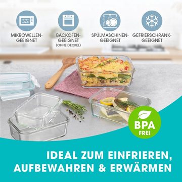 GOURMETmaxx Frischhaltedose Glas-Dosen mit Deckel, Glasbehälter, BPA frei, Glas, (12er Set, 24-tlg), -20°C bis +330°C spülmaschinengeeignet