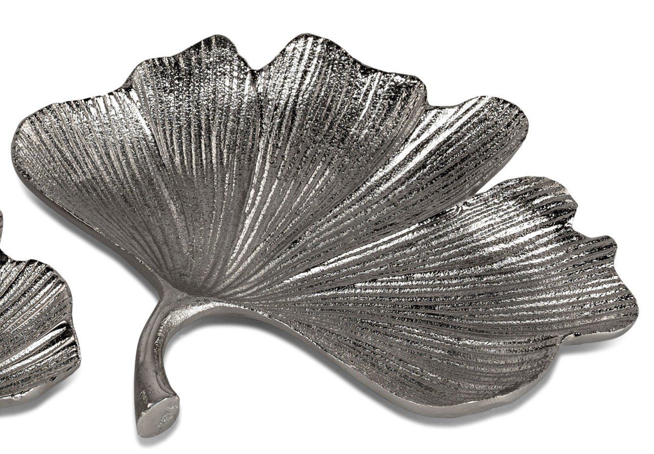 Metall formano Gingko, Dekoschale H:3.5cm L:24cm Silber B:26cm