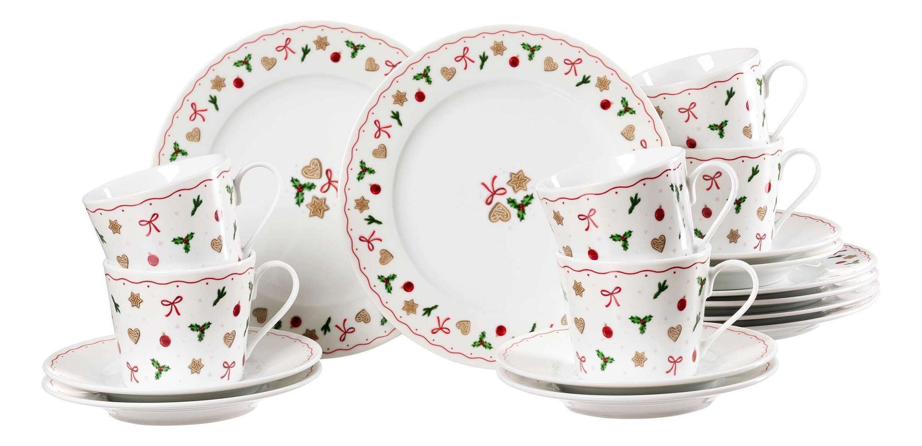 Ritzenhoff & Breker Kaffeeservice Kaffeeservice 18 teilig Porzellan Lebkuchen Motiv (18-tlg), Porzellan, Retro Geschirr in konzeptueller Form