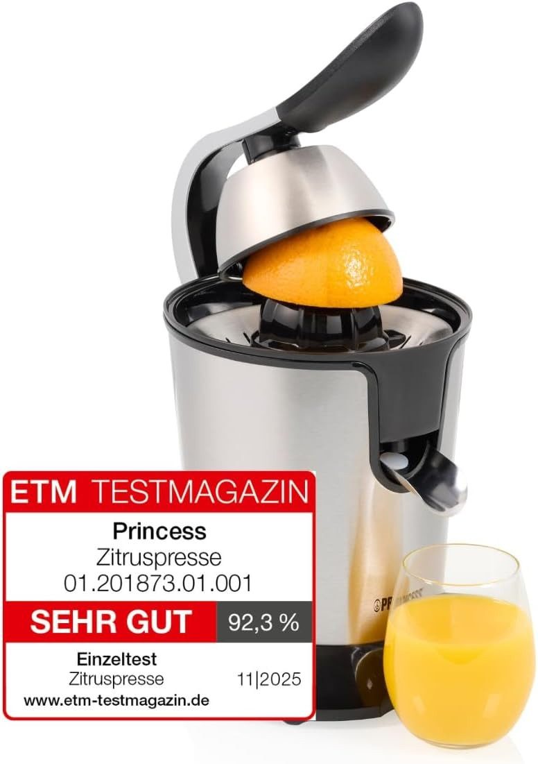 PRINCESS Zitruspresse Princess 201873 Zitruspresse – 1000 Watt – 2 Presskegel, 1000 W, 2 Presskegel – 1000 W