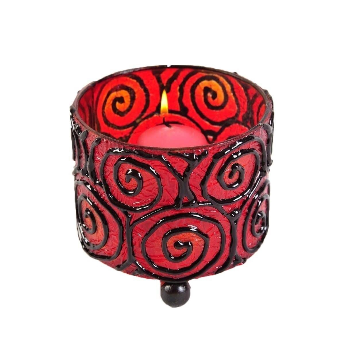 SIMANDRA Windlicht Mediterrane rund, aus Resin im Bali-Design