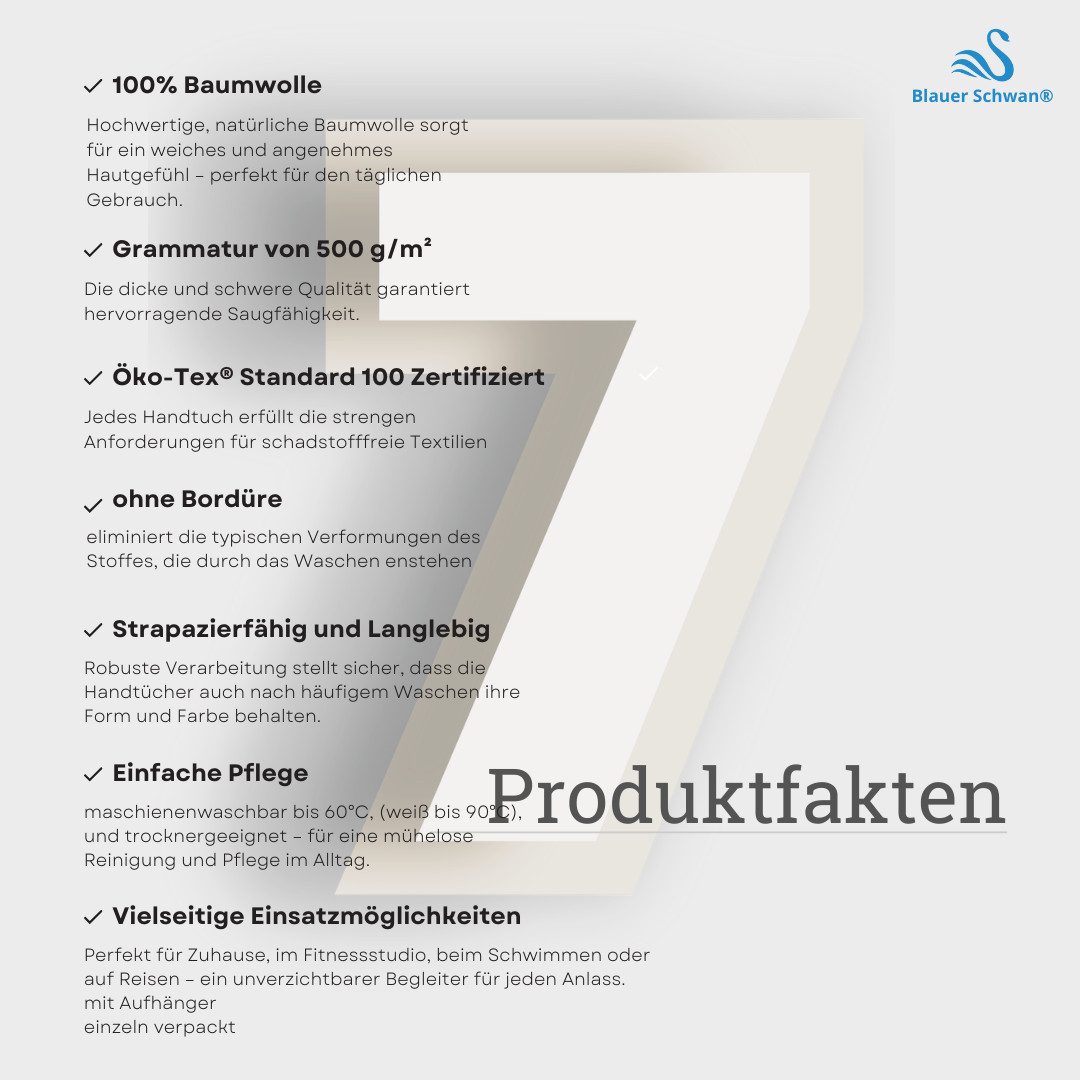 MatratzenL.A.B® Handtücher Rimini 500 g/m² Blauer Schwan®, 50x100 cm,Handtuch,100% Baumwolle,Frottee Frottier,23 Farben