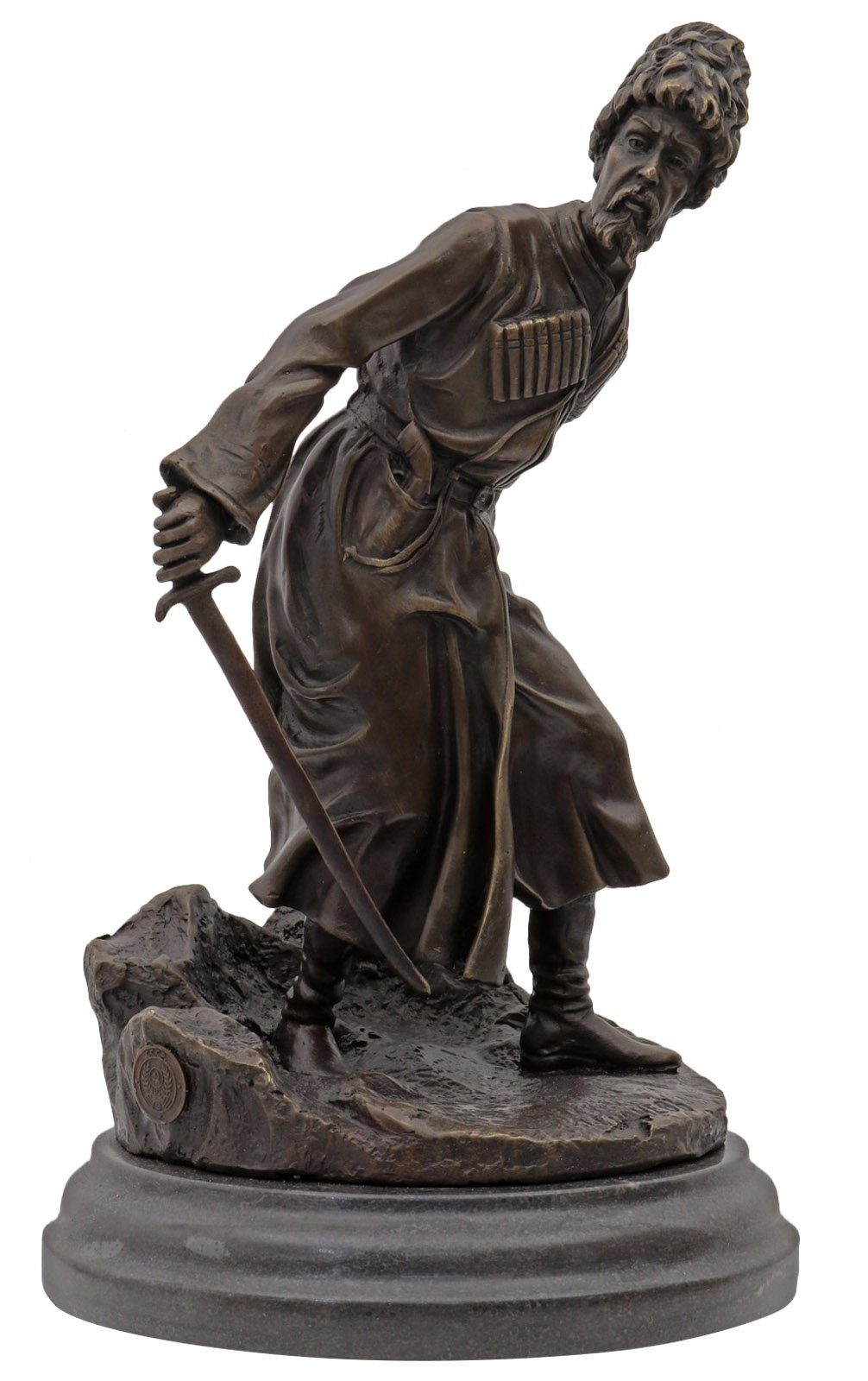 25cm Bronze Aubaho im Antik-Stil Statue Bronzeskulptur Figur Kosake Skulptur