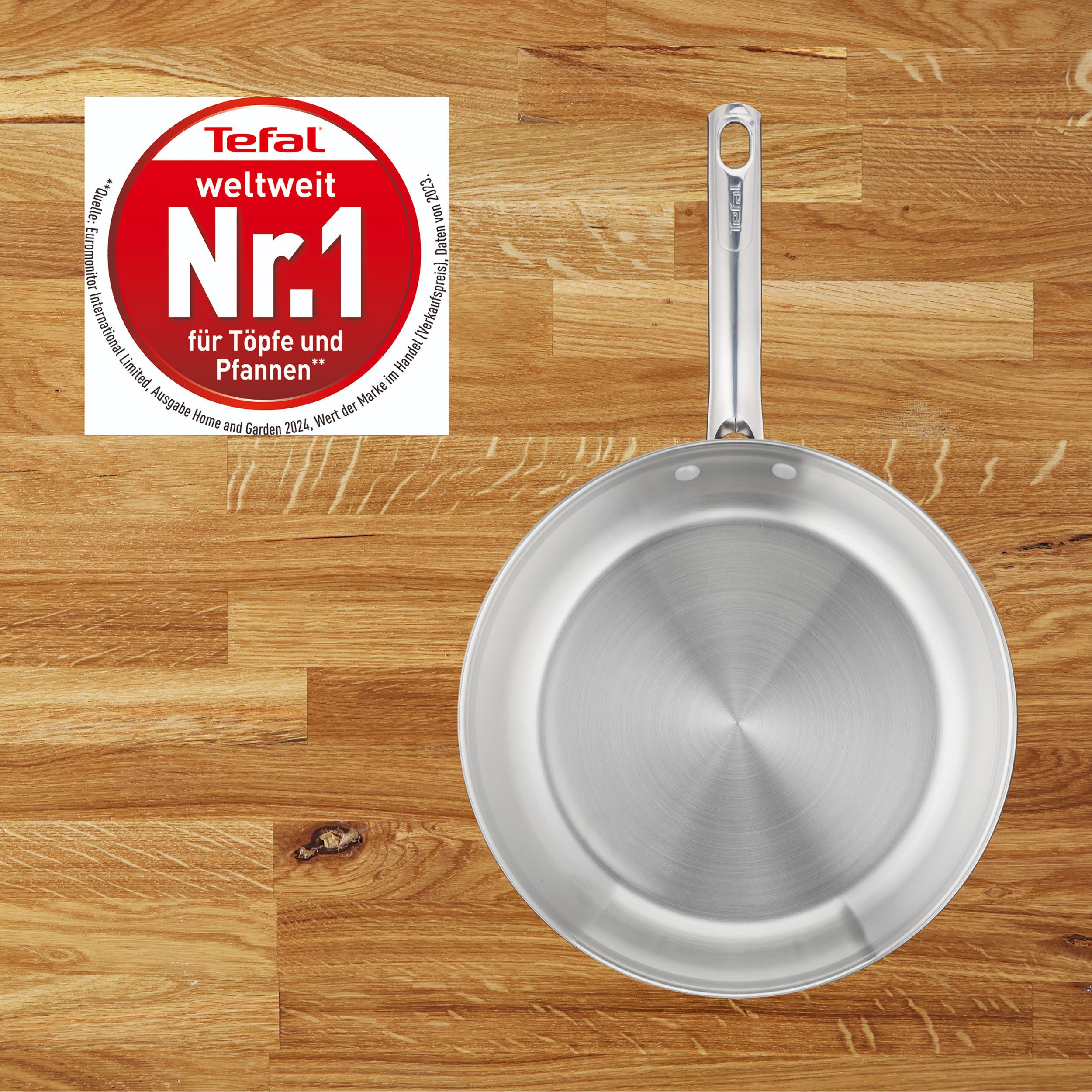 Tefal Bratpfanne Duetto On, Edelstahl (1-tlg), unversiegelt, Induktion, genieteter Griff, backofengeeignet – Bild 3 von 5