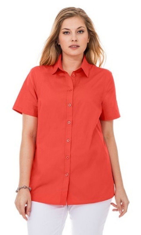 YESET Businesshemd Damen Bluse kurzarm Hemd Shirt Knopfleiste korallrot 407990