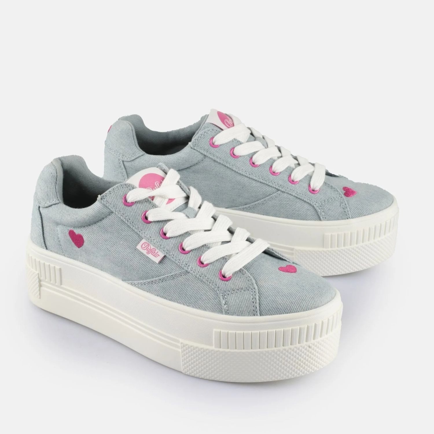 Buffalo Buffalo Paired Heart Sneaker mit Plateausohle Denim Blau/Pink 41 Sn günstig online kaufen