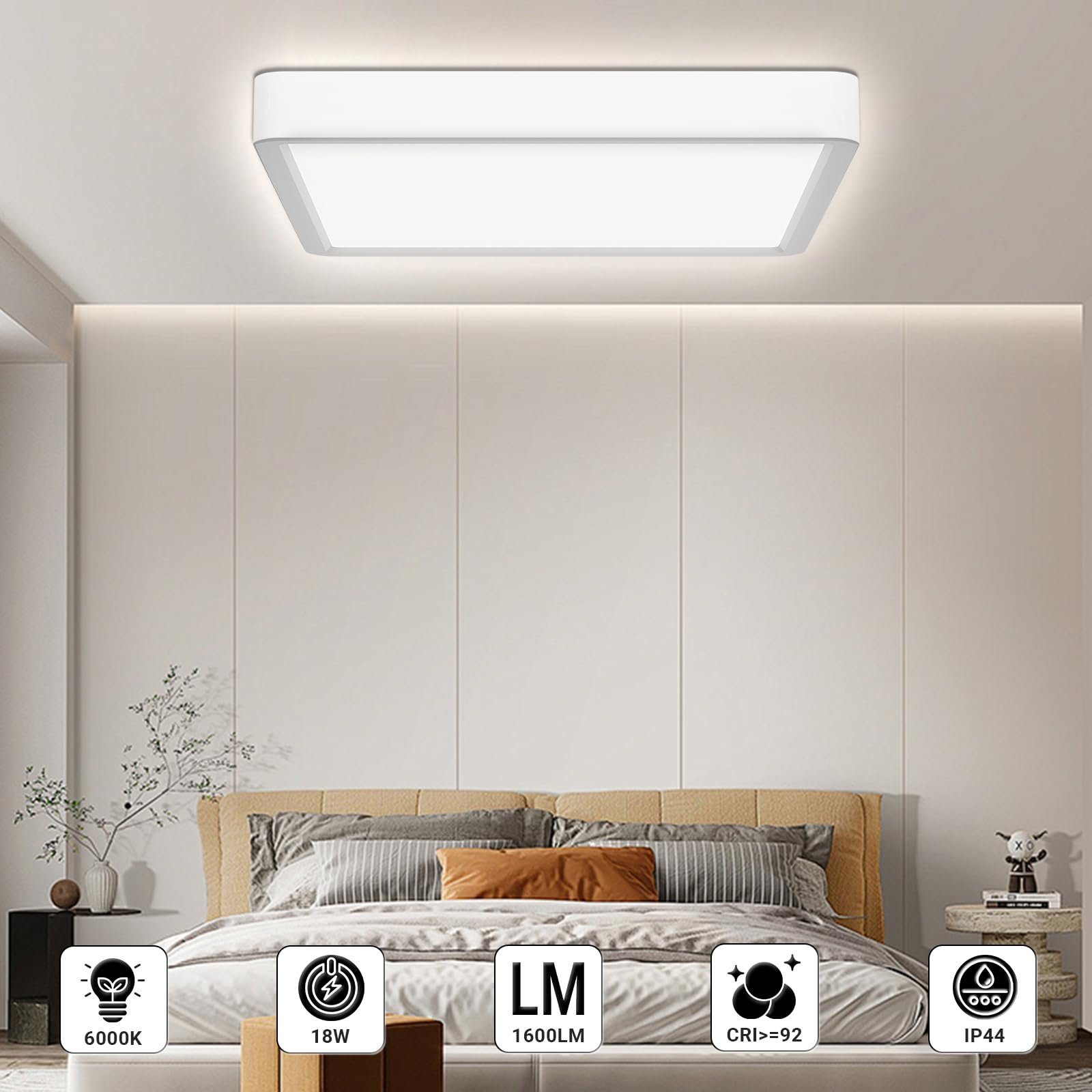 LQWELL Deckenleuchte LED Deckenlampe,Badlampe Quadrat Flach günstig online kaufen