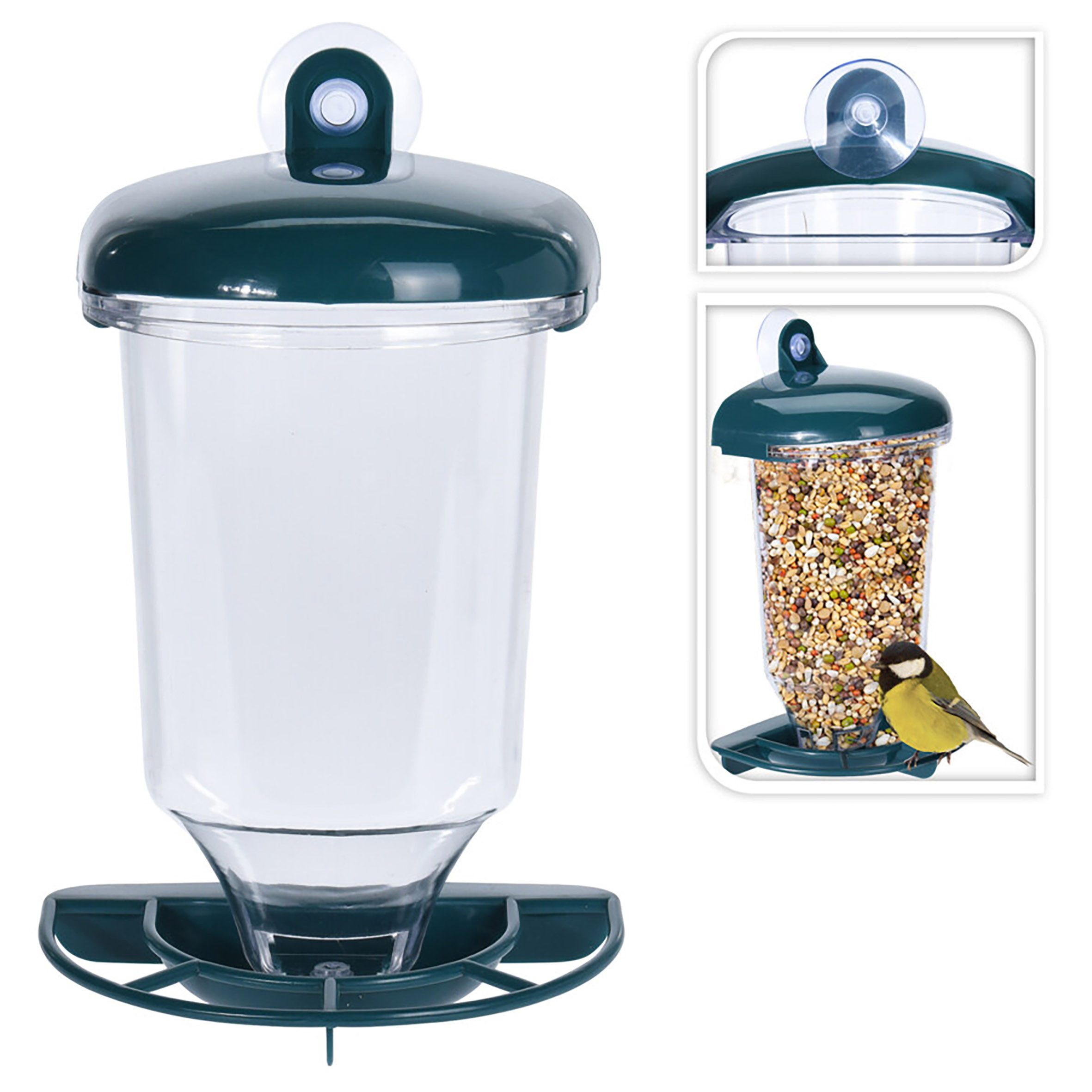 Spetebo Vogelhaus Fenster Futterhäuschen für Vögel 2er Set, mit einem starken Saugnapf