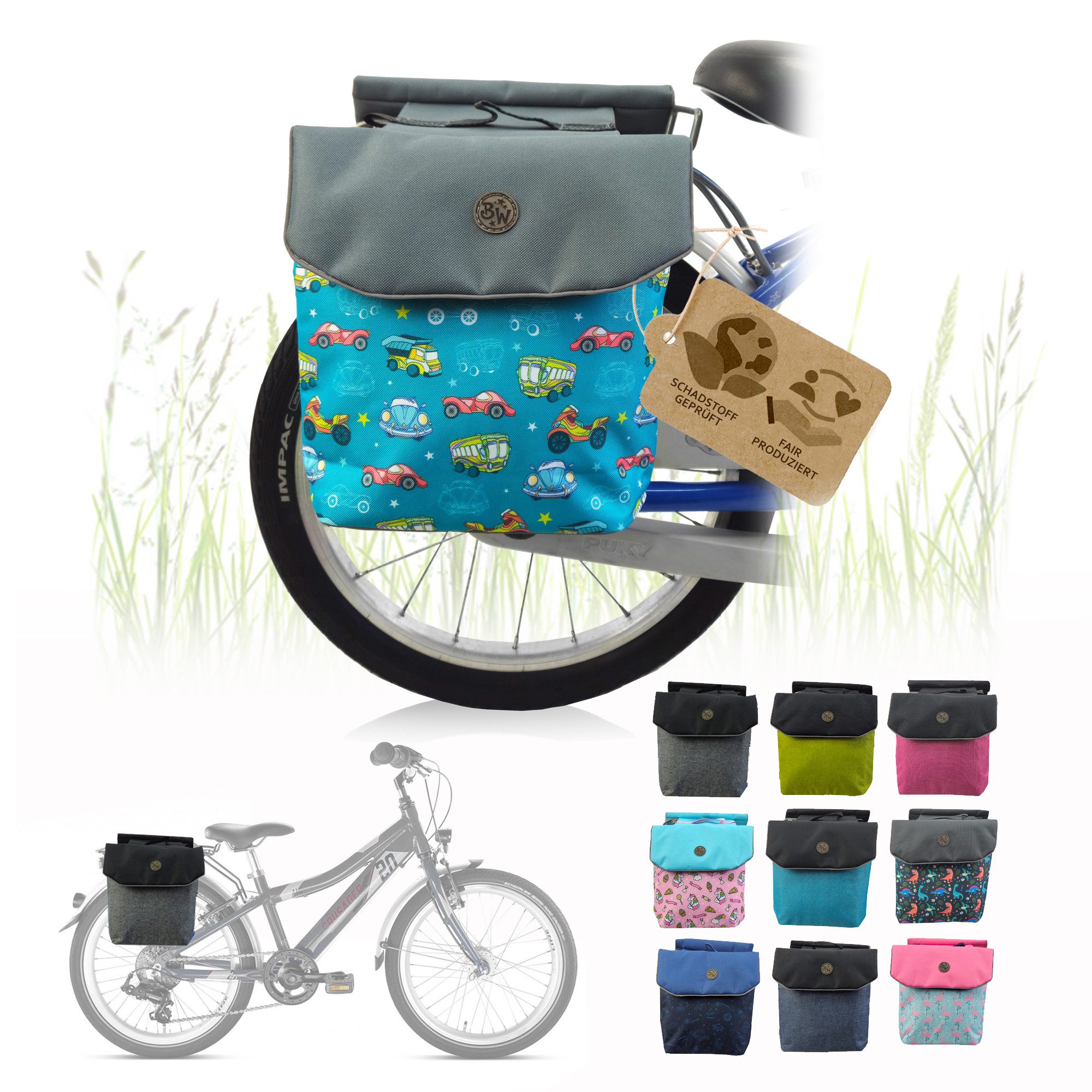 Fahrrad-Gepäckträger Gepäckträgertasche Fahrradtasche für Kinder z.B. für Puky Räder (M2)