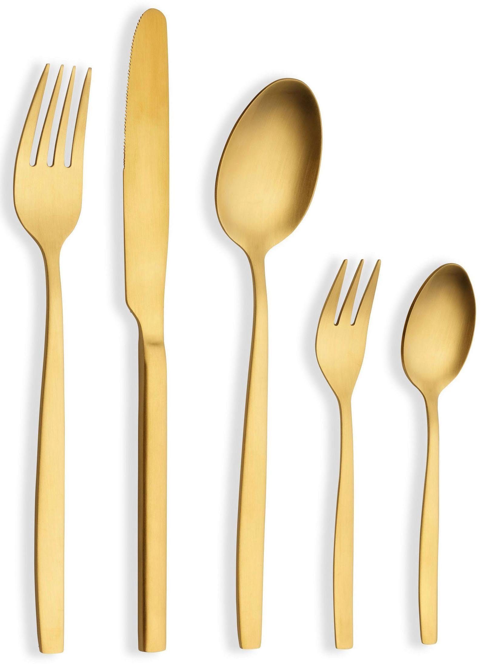 ECHTWERK Besteck-Set Positano (30-tlg), 6 Personen, Edelstahl 18/10, Tafelbesteck, goldfarben, Geschenkkassette. Reduzierter Preis € 46,91. Unverbindliche Preisempfehlung € 89,95