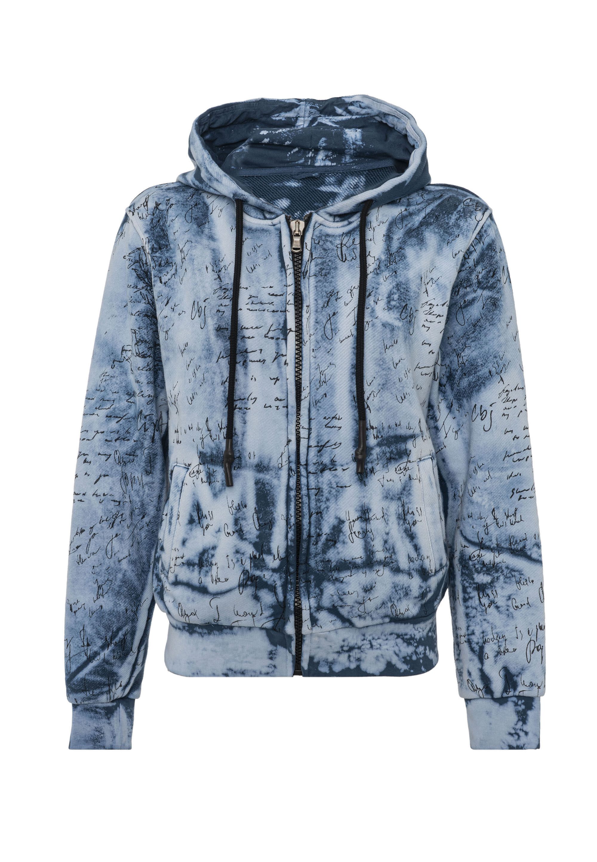 Cipo & Baxx Sweatjacke WL379 (1-tlg) ausdrucksstarkes Tie-Dye-Muster, kombiniert mit Rückenprint