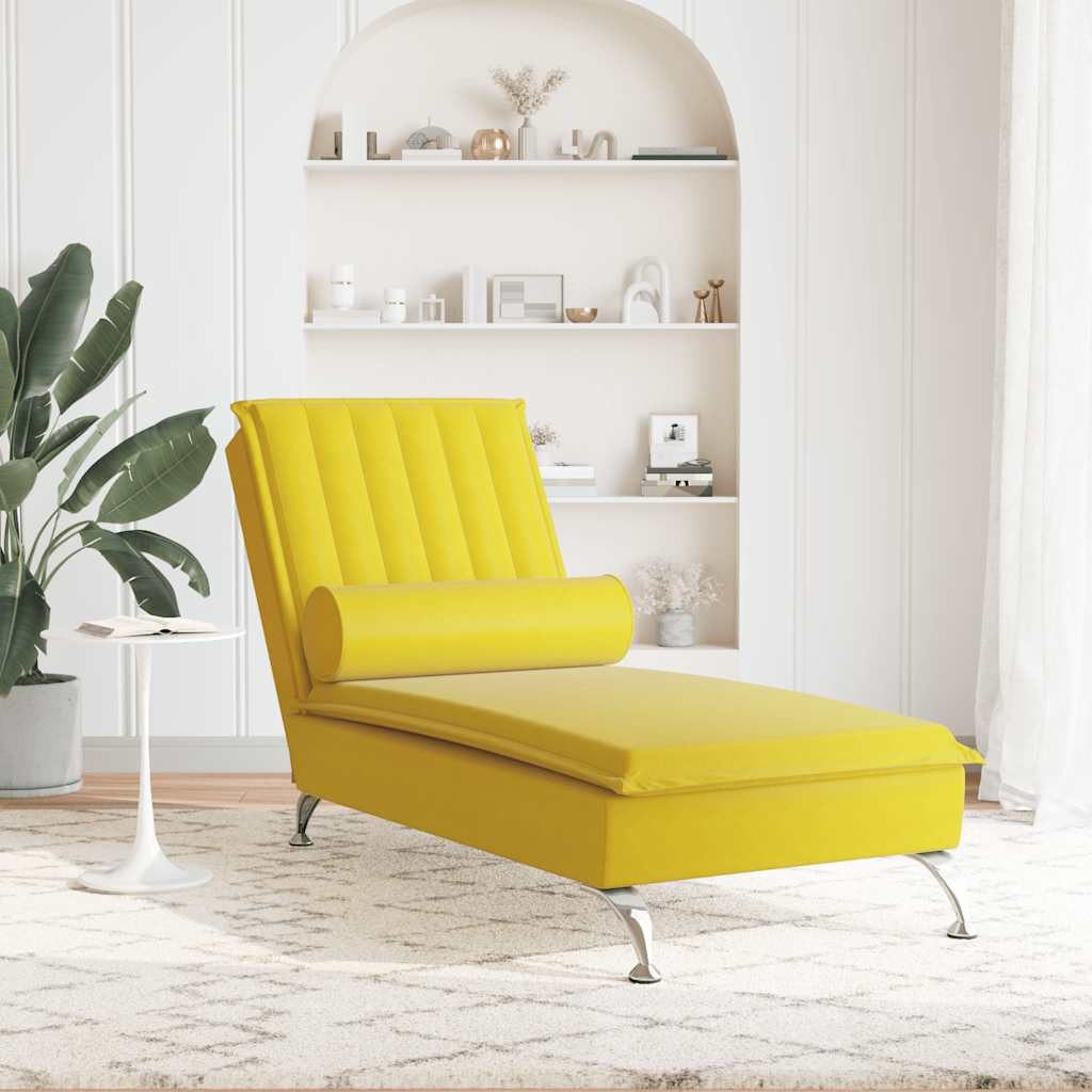 vidaXL Chaiselongue Massage-Chaiselongue mit Nackenrolle Gelb günstig online kaufen