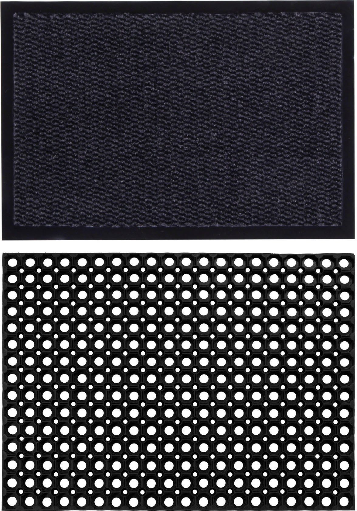Fußmatte Easy + Gummi Ringmatte, 2er Set, Andiamo, rechteckig, Höhe: 5 mm,  Schmutzfangmatte, In- und Outdoor geeignet