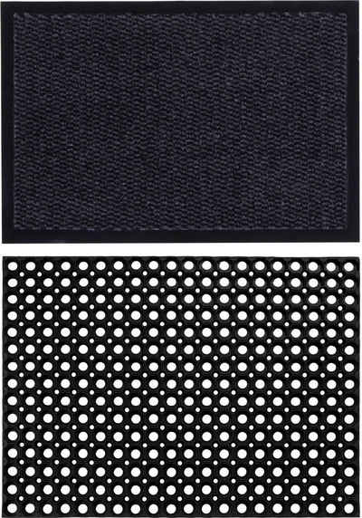Fußmatte Easy + Gummi Ringmatte, 2er Set, Andiamo, rechteckig, Höhe: 5 mm, Schmutzfangmatte, In- und Outdoor geeignet
