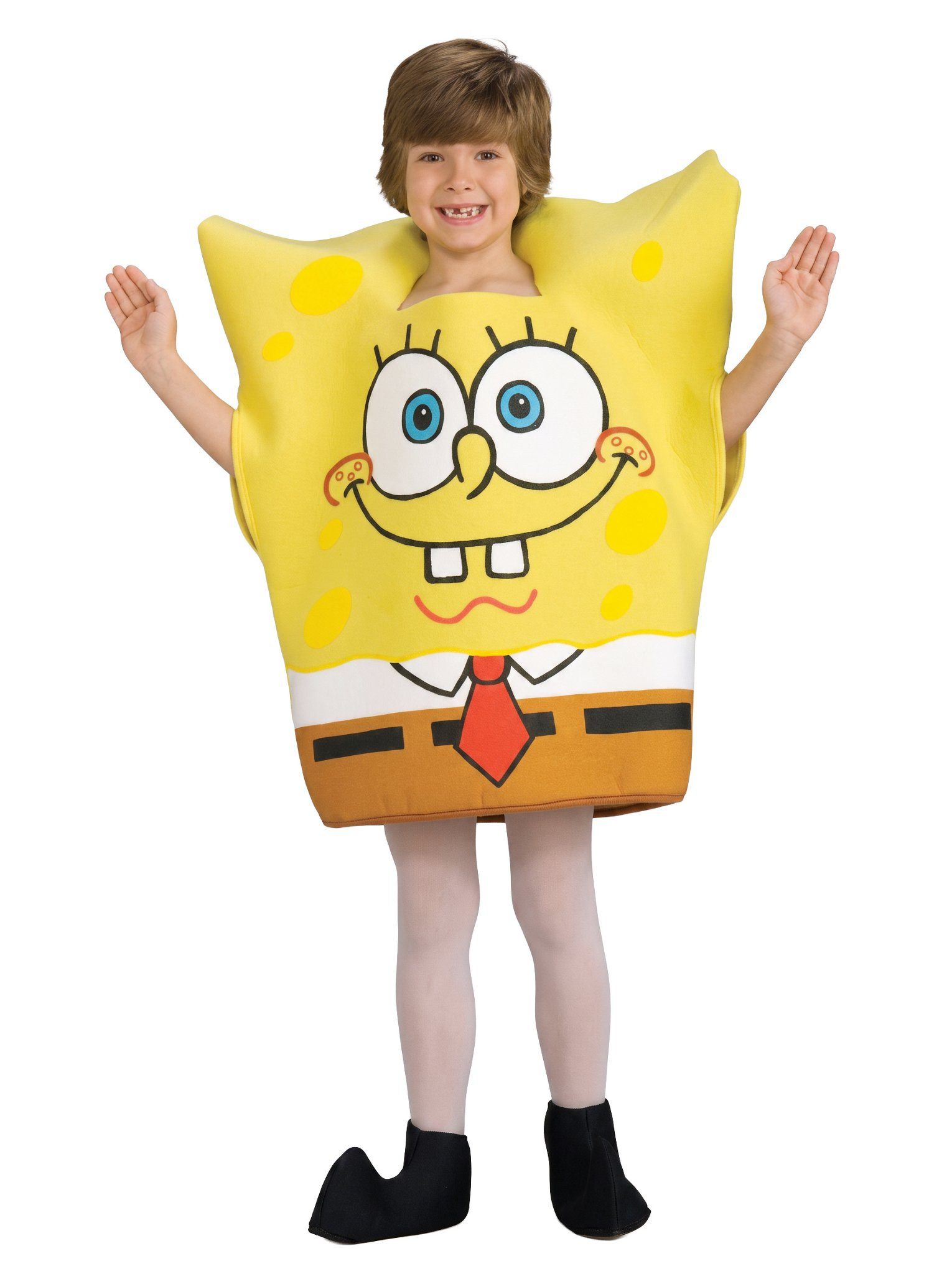 Funidelia Kostüm SpongeBob Schwammkopf Kostüm für Kinder, Ausgepolstertes Kostümoberteil mit Aufdruck