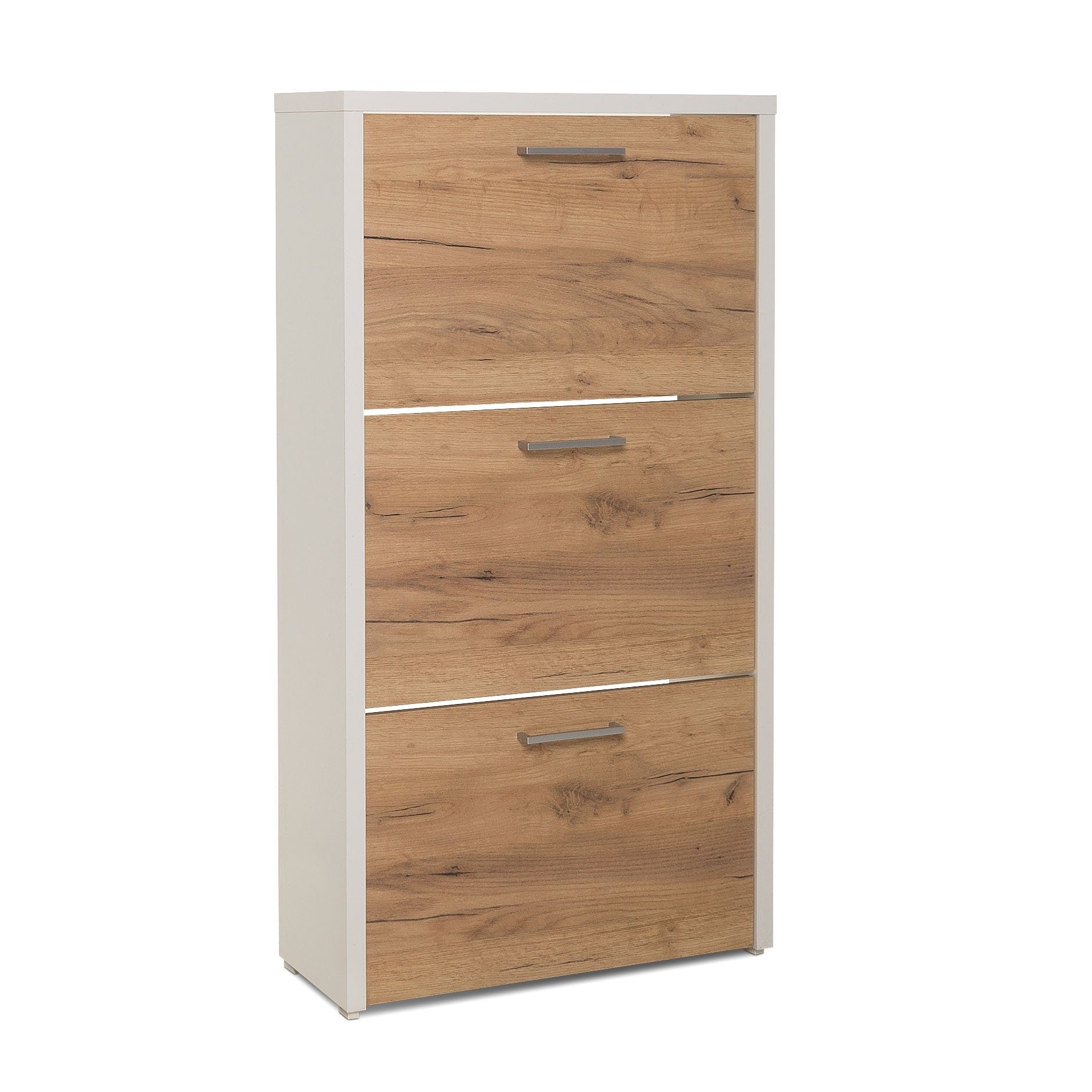 Schrank Sunny Weiß Landhaus Schuhregal Newroom Garderobe Eiche Dekor Schuhschrank Honig Modern