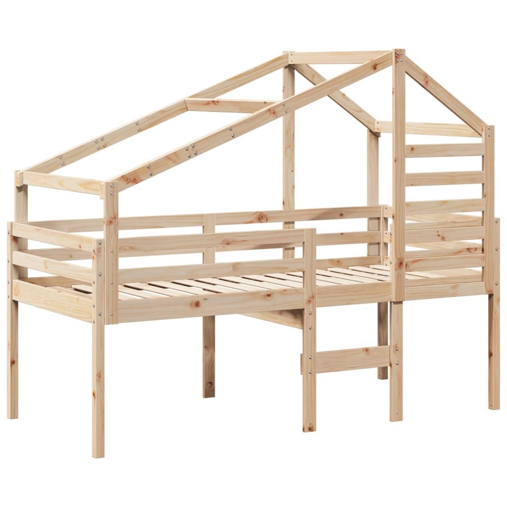 vidaXL Bett Hochbett mit Dach 90x190 cm Massivholz Kiefer