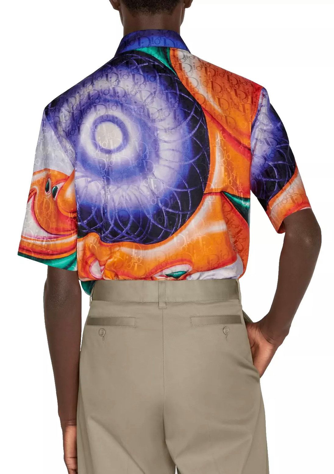 Dior Kurzarmhemd Homme Kenny Scharf Seiden Hemd mit Oblique-Muster Perlmuttknöpfe mit Dior-Signatur