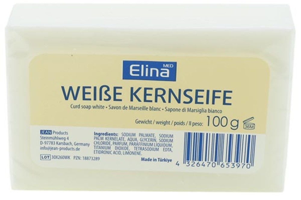 Elina Med Handseife 6 x Seife Elina 100g Kernseife Zitrone Creme Seife Haushaltskernseife, 6-tlg.