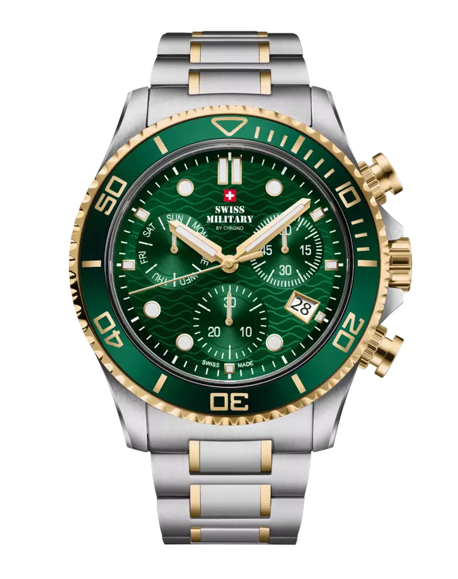 Chronograph Uhren aus der Schweiz Swiss Military SM34101 Saphirglas 100 Meter 46cm Chronograph