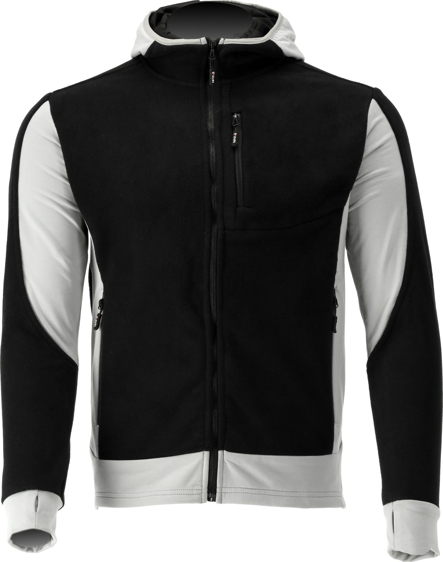 Kapuzenpullover Fleece Kapuzenpulli, Hoodie mit Reißverschluss Gr. XL schwarz-weiß