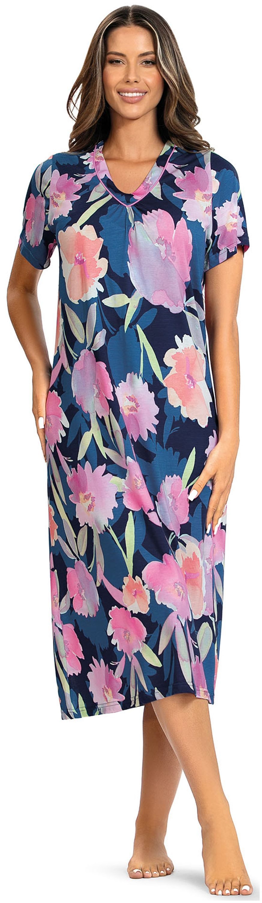 Ascafa Nachthemd (Set, 1-tlg., 1-teilig) Damen Sleepshirt ca.115cm Baumwolle Modal Kurzarm