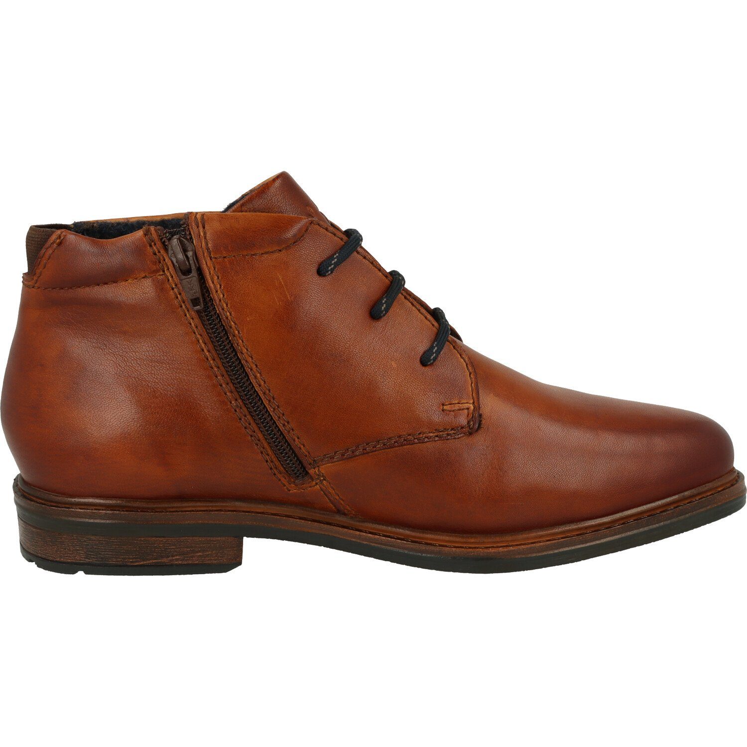 bugatti Ruggiero 311-A8Z33-4100 Herren Schuhe seitlicher Reißverschluss Schnürstiefel echt Leder, Cognac Boots Leder Stiefel