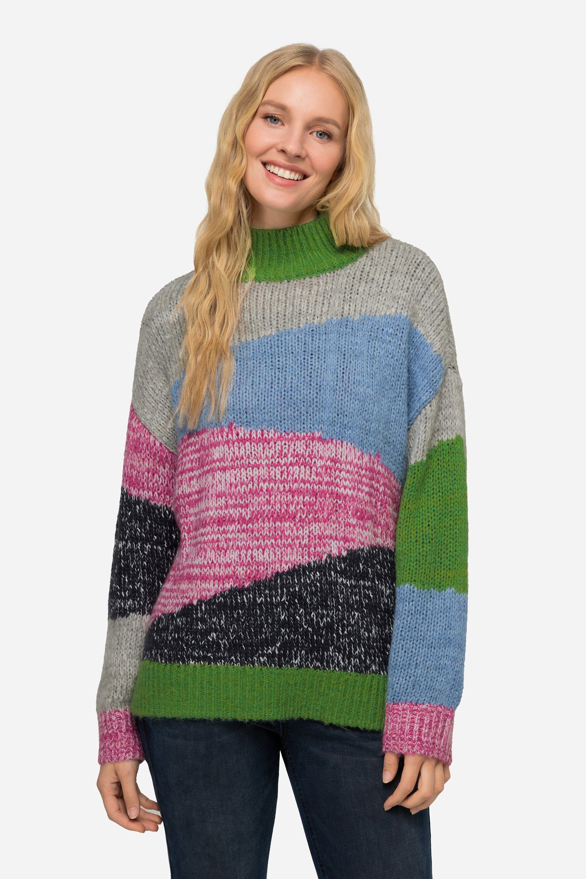 Laurasøn Strickpullover Rollkragen-Pullover Colorblocking