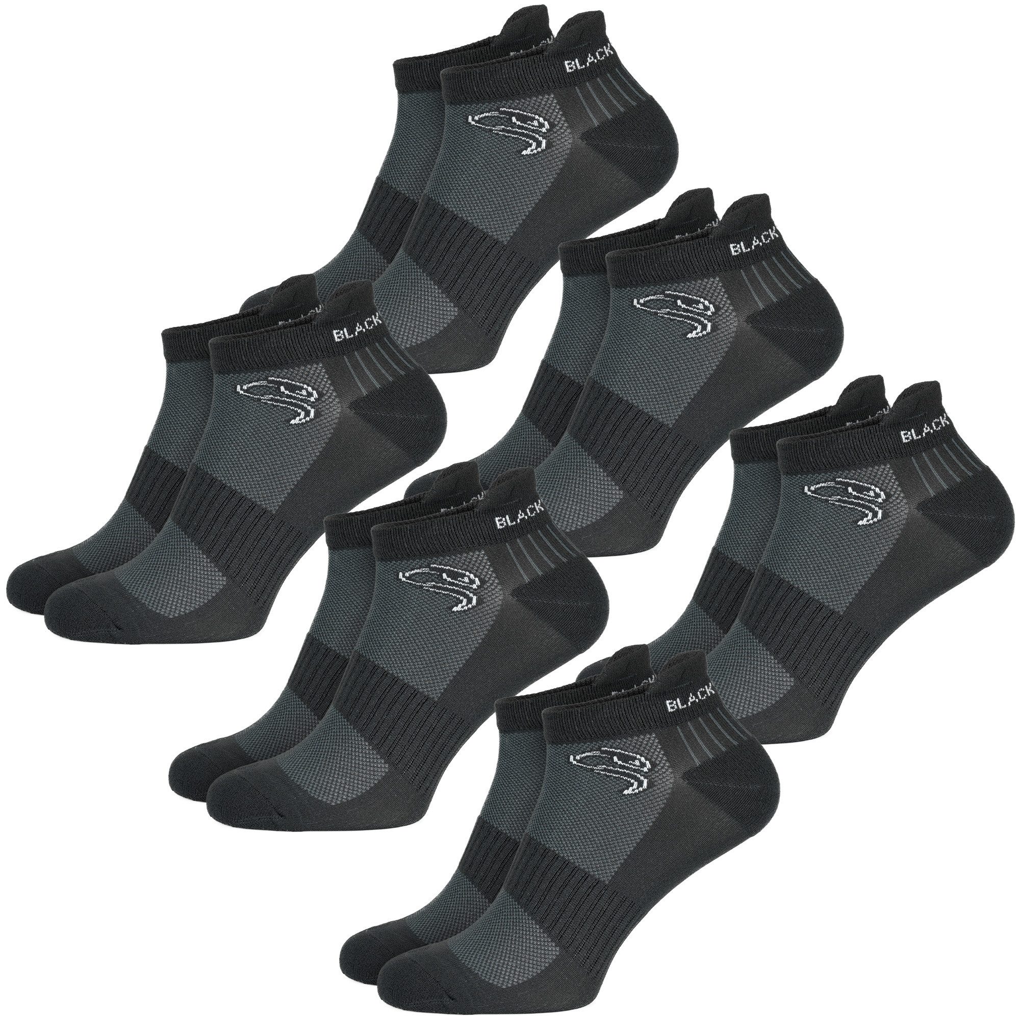 Black Snake Sportsocken Sport Sneaker Socken Damen Herren mit Kompression (Socken-Set, 6-Paar, Sport Sneaker Socken mit Kompression) Gepolsterte Sportsocken mit Kompression und Knöchelschutz
