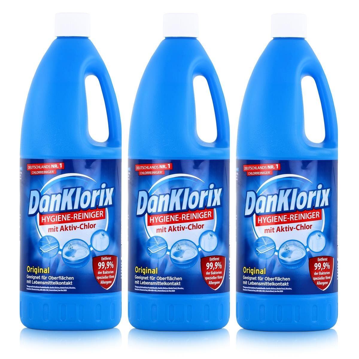 DanKlorix Hygiene-Reiniger 1,5L - Mit Aktiv-Chlor (3er Pack) Allzweckreiniger