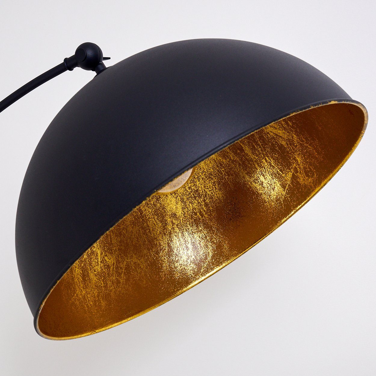 hofstein Bogenlampe »Aliena« Vintage Stehleuchte aus Metall in Schwarz/Gold, ohne Leuchtmittel, E27, Leuchte m. Fußschalter in Blattgold-Optik. Reduzierter Preis € 139,99. Unverbindliche Preisempfehlung € 184,90