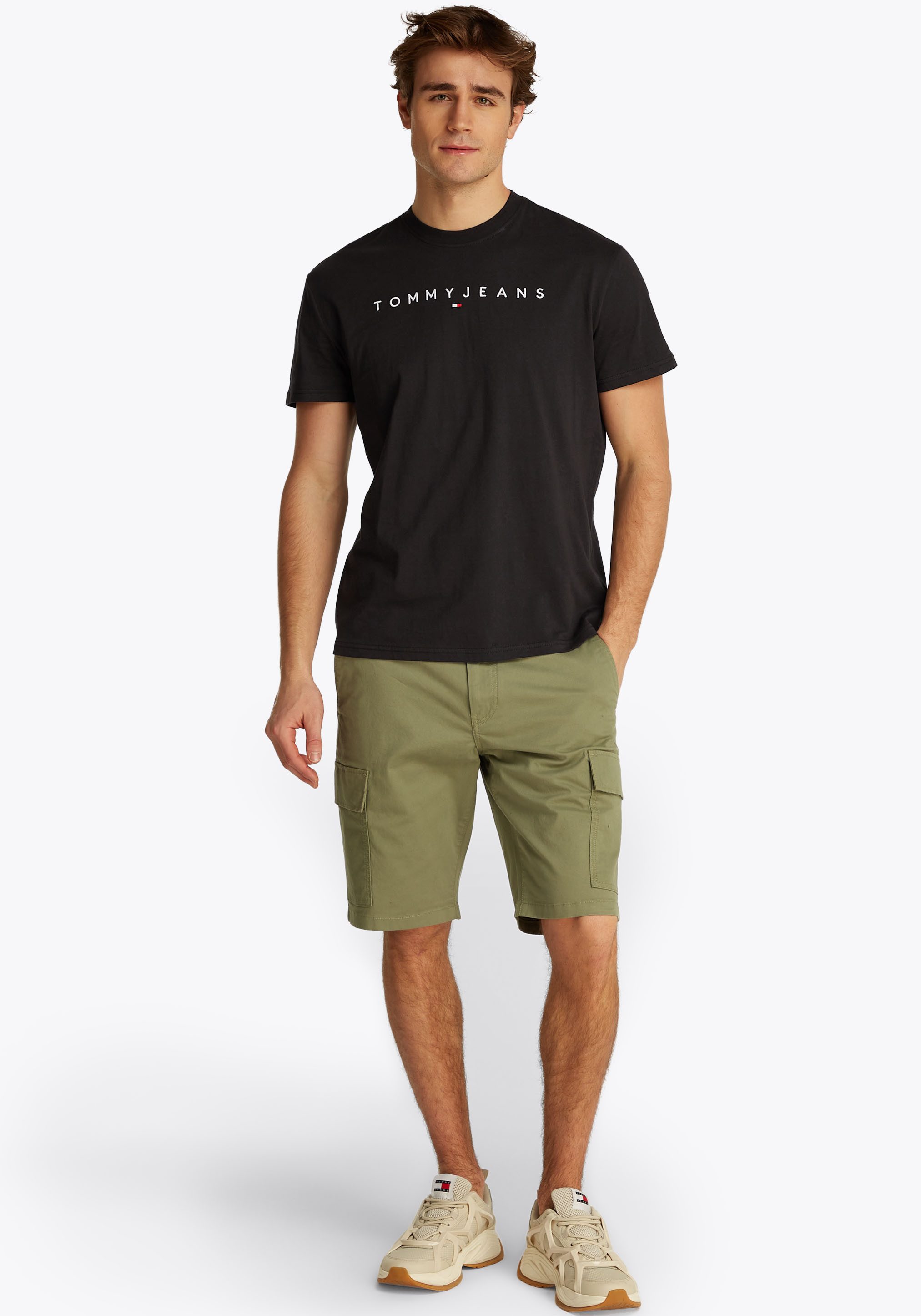 Tommy Jeans T-Shirt TJM REG LINEAR LOGO TEE EXT Rundhals, Regular Fit