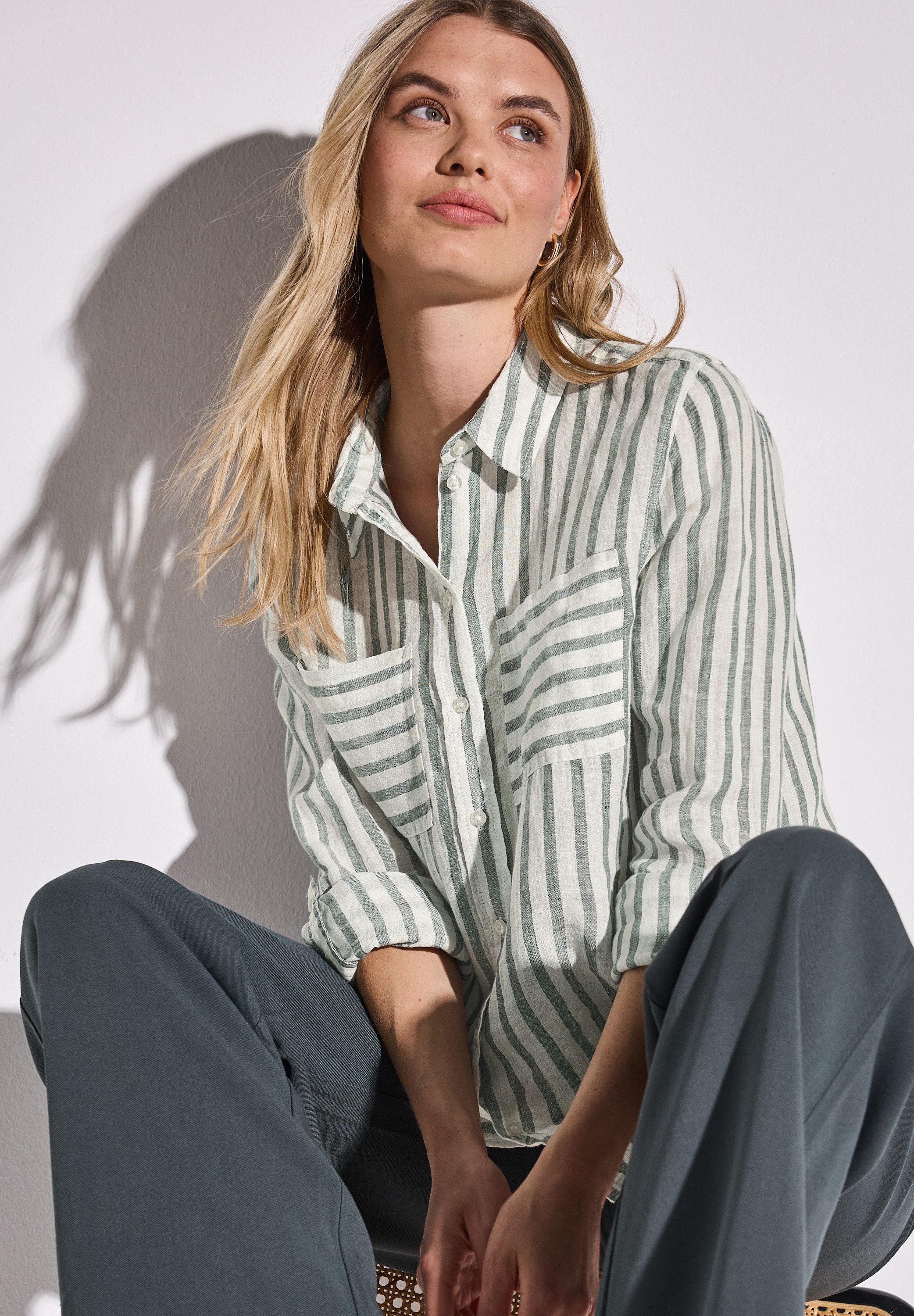 STREET ONE Hemdbluse mit Streifen Muster günstig online kaufen