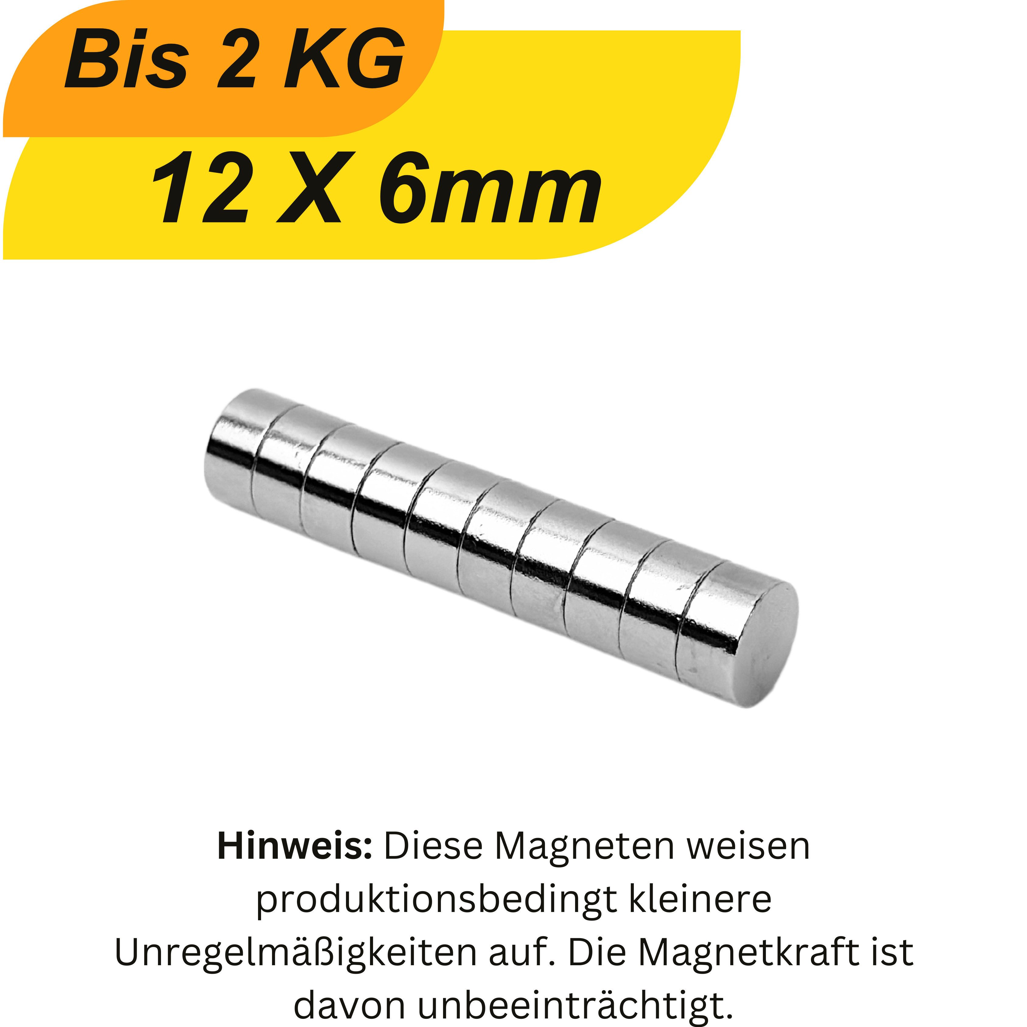 Magnet Neodym-Magnete 12 x 6 mm Supermagnete mit hoher Haltekraft Magnete