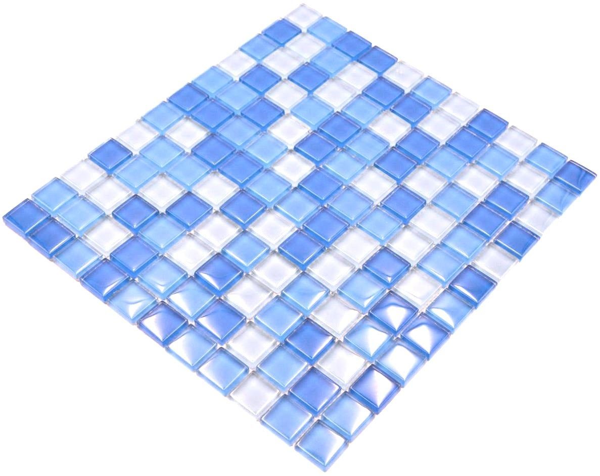 Mosani glänzend Crystal hellblau / 10 Matten Mosaik Glasmosaik Mosaikfliesen