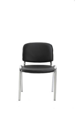 TPFLiving Besucherstuhl Keen mit hochwertiger Polsterung - Konferenzstuhl (Besprechungsstuhl - Warteraumstuhl - Messestuhl), Gestell: Metall chrom - Sitzfläche: Kunstleder schwarz