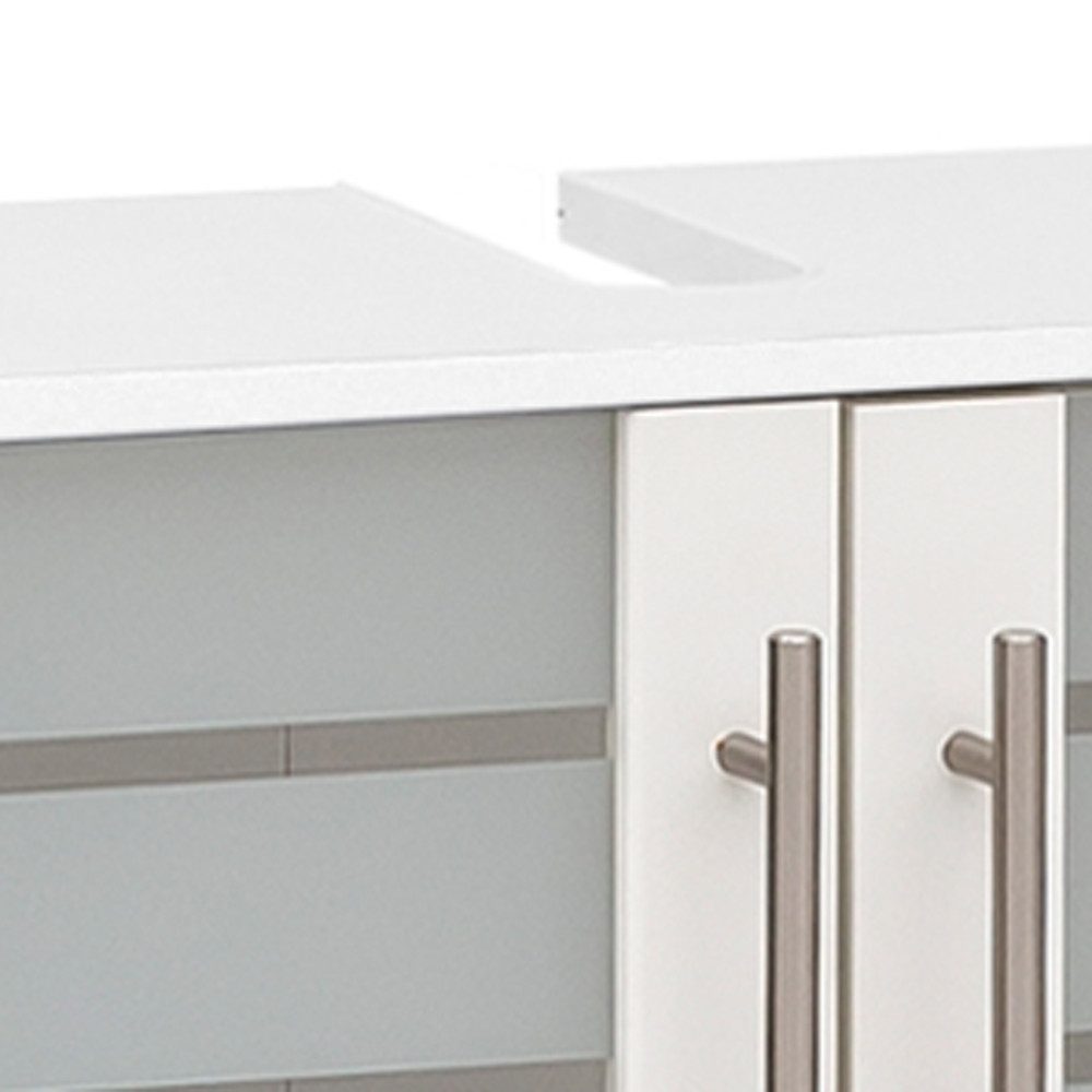 Lomadox Waschbeckenschrank NOCI-80 Weiß mit Milchglas 59,8/62,4/32,6 cm