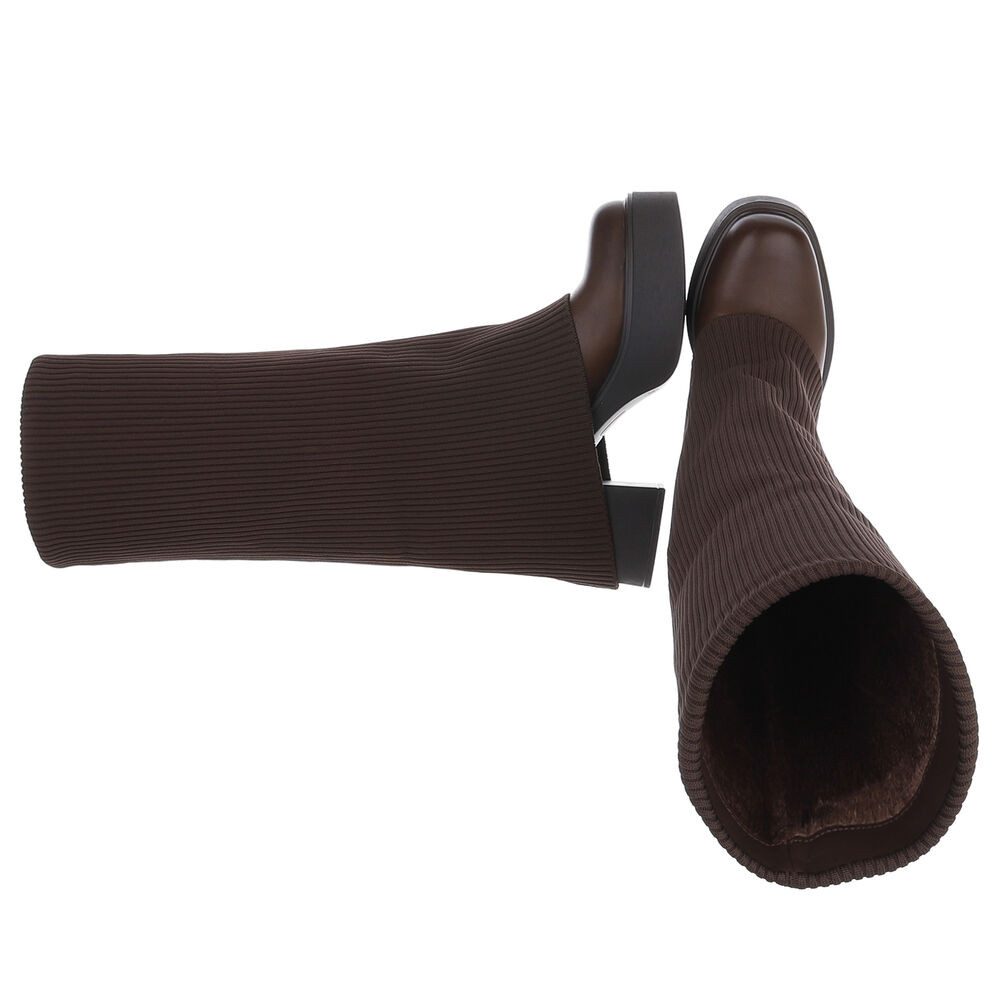 Ital-Design Moderne Stiefel mit Strickdesign und bequemer Passform Plateaus günstig online kaufen