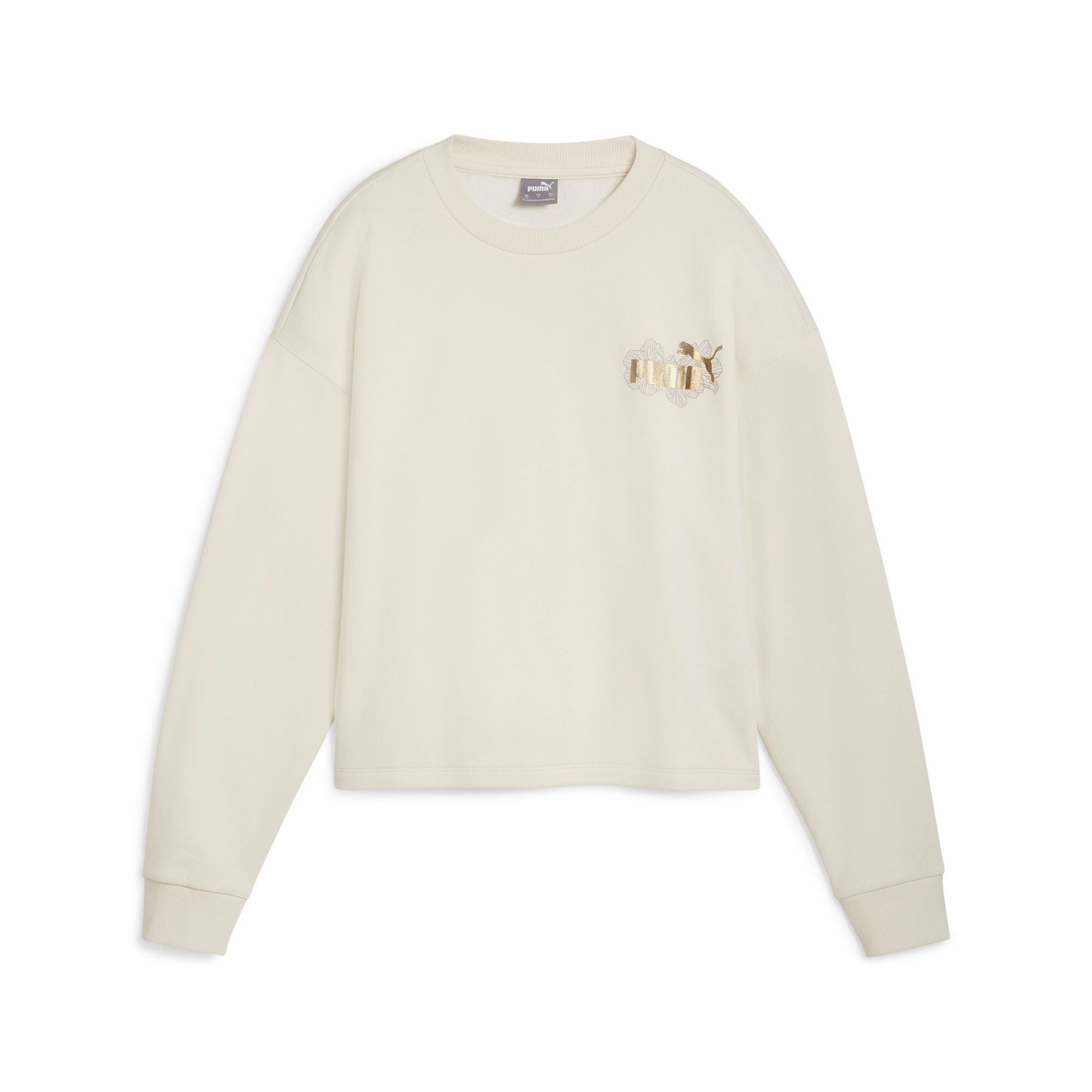 PUMA Langarmshirt ESS+ CLASS ACT CREW FL sportlicher Relaxed Fit, Rundhalsausschnitt, aus Baumwollmischung