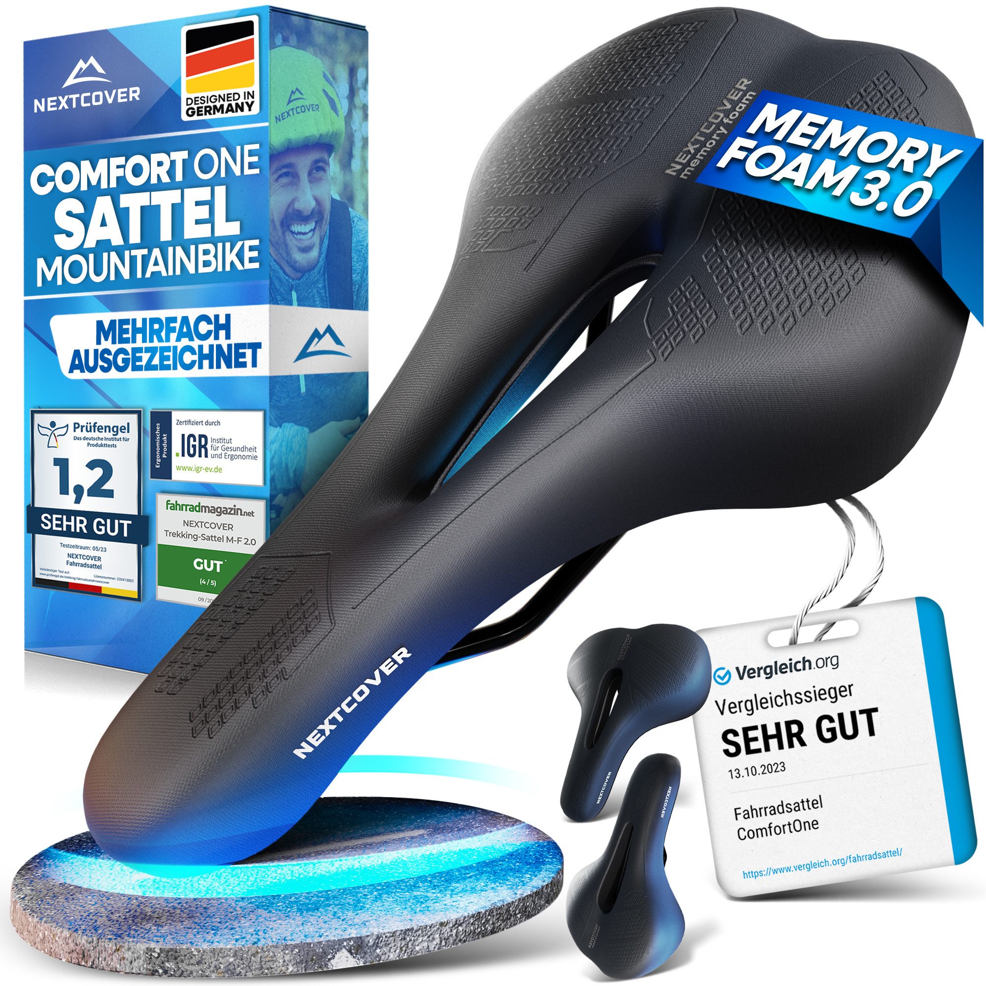 Nextcover Fahrradsattel Fahrradsattel ComfortOne mit Memory Foam 3.0