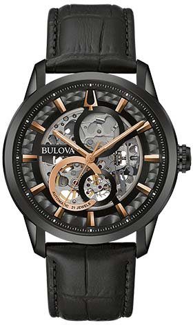 Bulova Mechanische Uhr 98A283, Edelstahlgehäuse schwarz IP-beschichtet, Ø  ca. 43mm