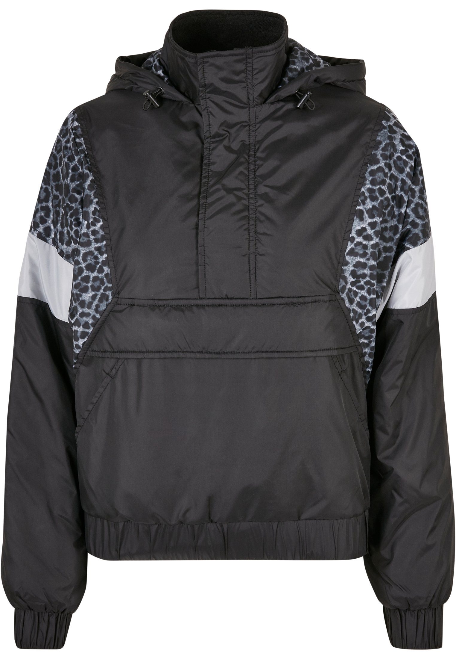 URBAN CLASSICS Outdoorjacke Damen Ladies AOP Mixed Pull Over Jacket (1-St) black/snowleo/lightasphalt