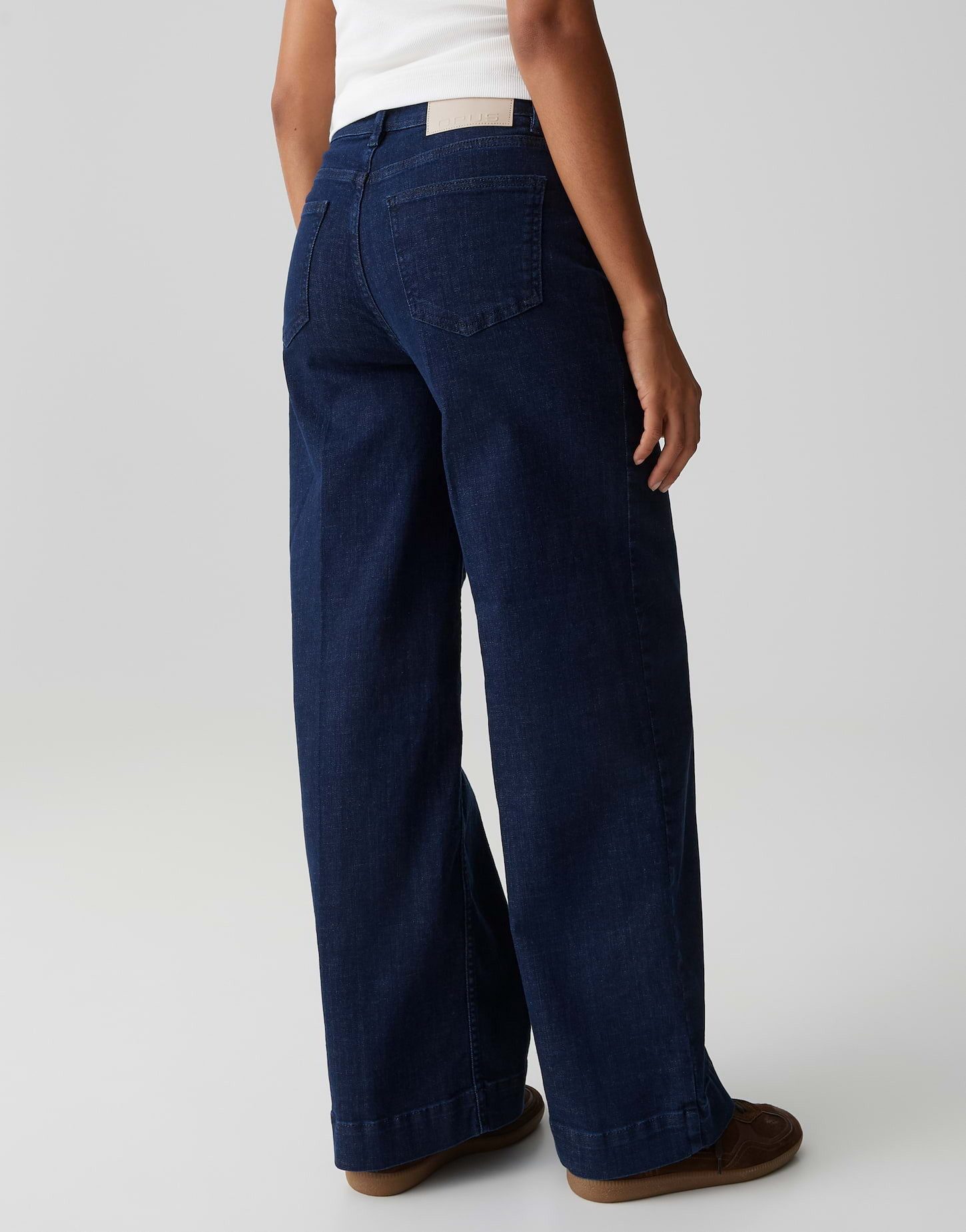 OPUS Palazzohose MIVA AUTHENTIC aus BCI Cotton Mix Mid Rise Sehr weiter Beinverlauf, fester Griff, leicht elastischer Stoff