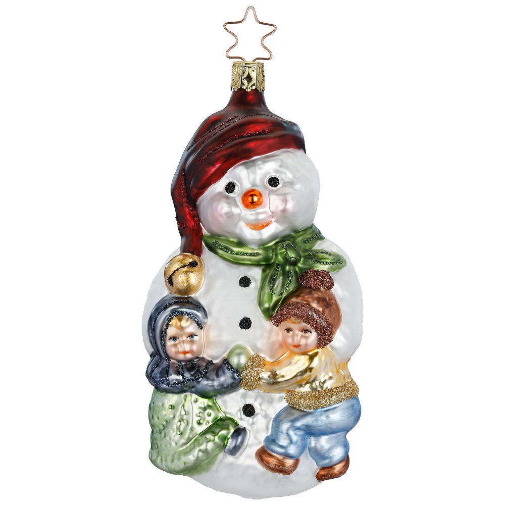 INGE-GLAS® Christbaumschmuck Tanz um den Schneemann 15cm Figuren Glasornament (1-tlg), mundgeblasen, handbemalt