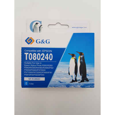 G&G Tonerpatrone Kompatible Tinte zu Epson C13T08024011, T0802, Cyan, ca. 435 Seiten
