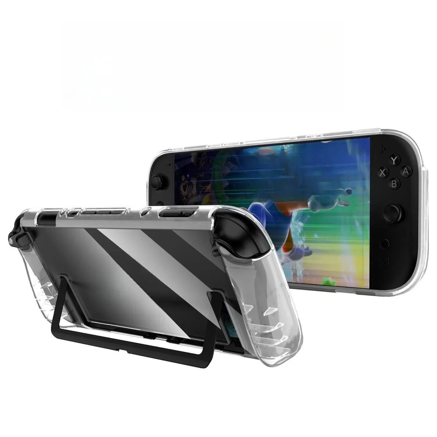 Wigento Handyhülle Für Nintendo Switch 2 Full Body TPU Anti Rutsch Hülle Transparent, TPU-Schutzhülle mit Anti-Rutsch-Griff